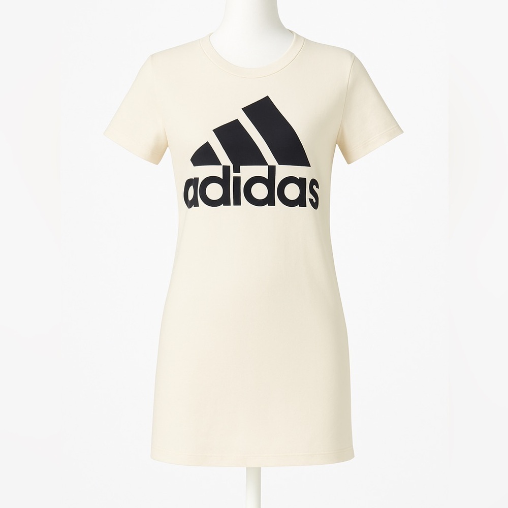 Adidas Originals T-Shirt Dress Women’s Small – Beige Cream Logo Tee Dress